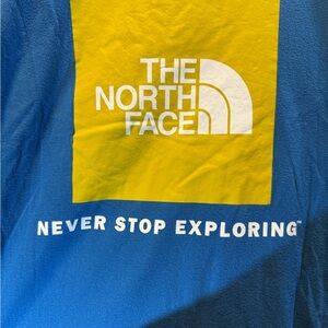 The North Face Blue and Yellow Long Sleeve Tee